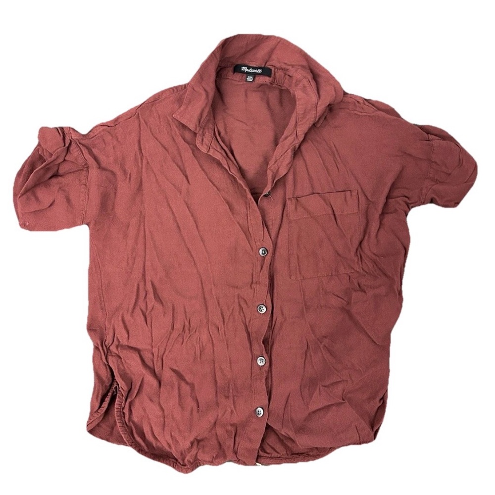 Madewell Daily Drapey Maroon Red Button Down Blouse